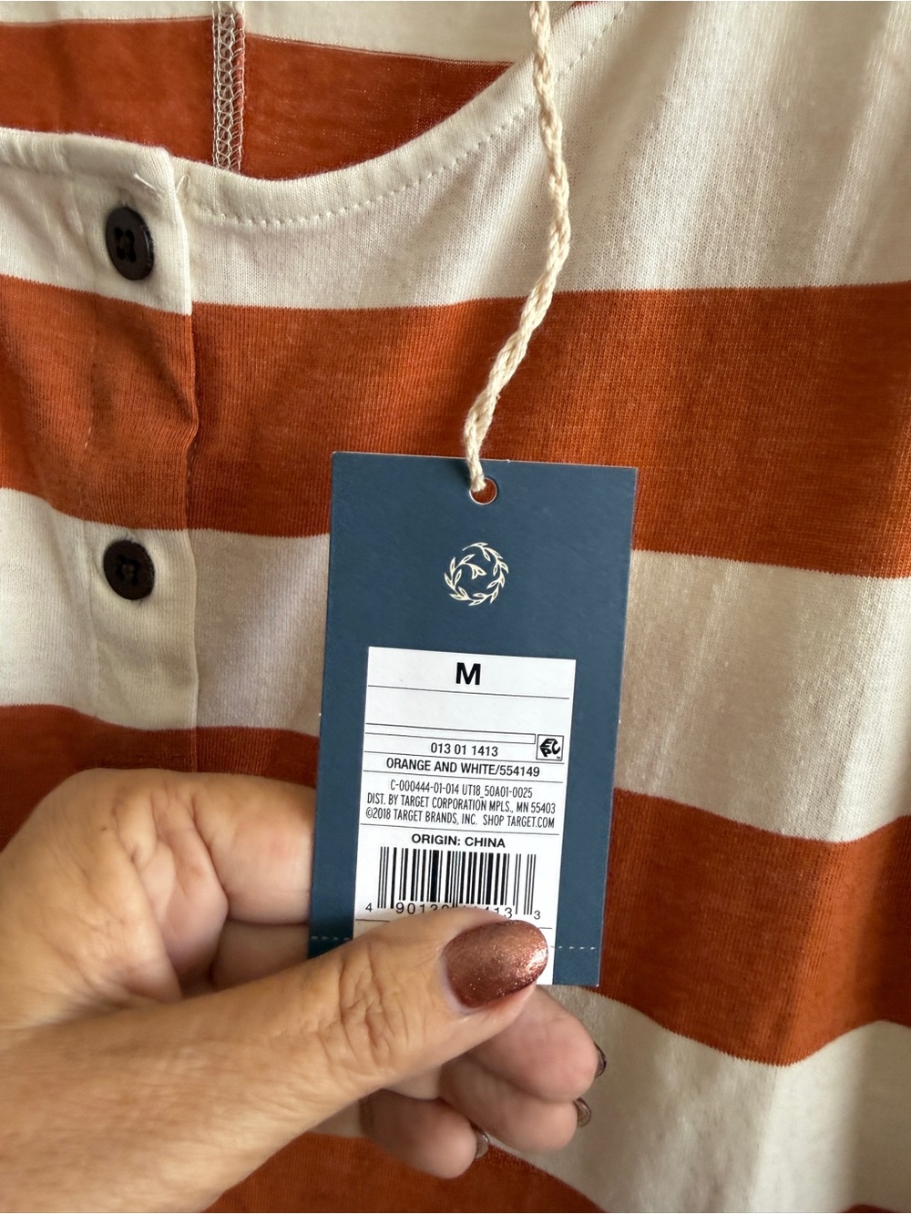 Universal Thread Rust & White Striped Button Tank - Picture 3 of 4